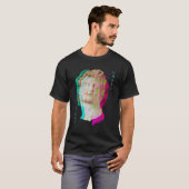 グリッチギリシャの彫像の波の合成波Vaporwave Aesth Tシャツ (正面フル)
