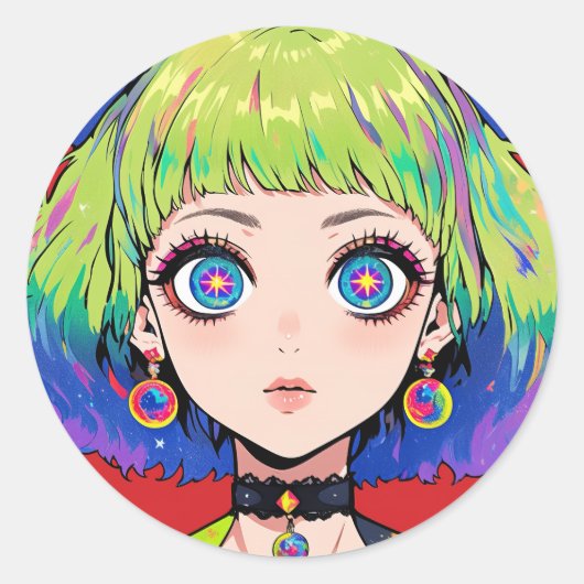 グリッチコアの宇宙少女 スターアイズ ラウンドシール (正面)