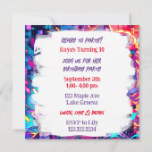 グリッチコアカラフルアニメアートワーク誕生日 招待状 (裏面)