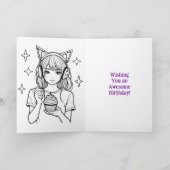 グリッチコアカラフルアニメガール誕生日カラーリング カード (内部)