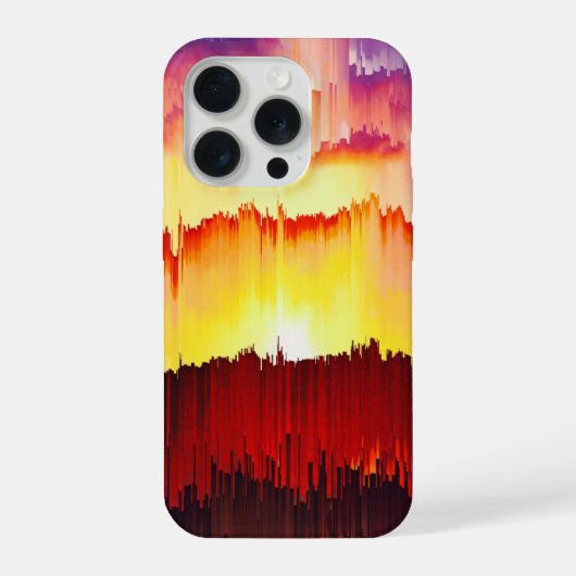 グリッチサンセットスカイアブストラクトアート iPhoneケース (裏面)