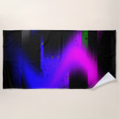 グリッチプラズマブラック ビーチタオル (正面)