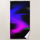 グリッチプラズマブラック ビーチタオル (正面)