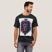 "グリッチライオン: 未来ファッション" Tシャツ (正面フル)
