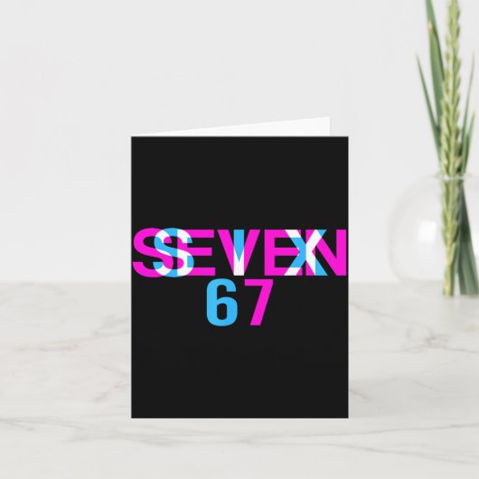 グリッチ光学錯覚面白いSix Seven 67ミームGe カード (正面)