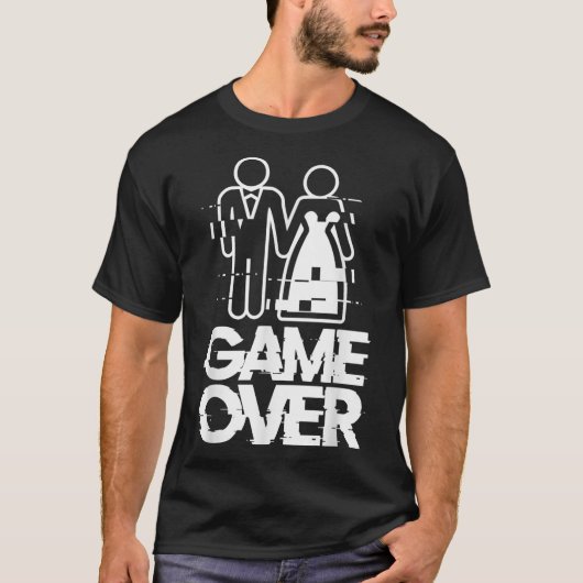 グリッチ新郎新婦おもしろいの結婚試合 Tシャツ (正面)