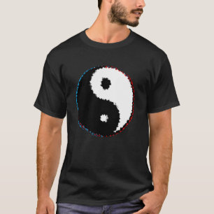 グリッチ陰陽道のシンボル道教仏教中国 Tシャツ