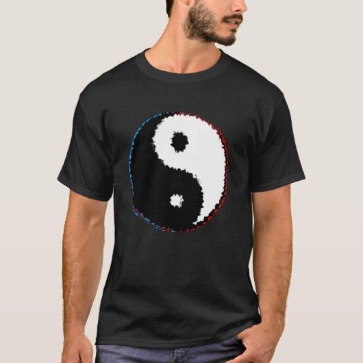 グリッチ陰陽道のシンボル道教仏教中国 Tシャツ (正面)
