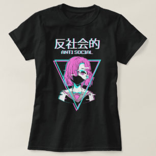 グリッチ・アニメ・アンチソーシャル・アート Tシャツ