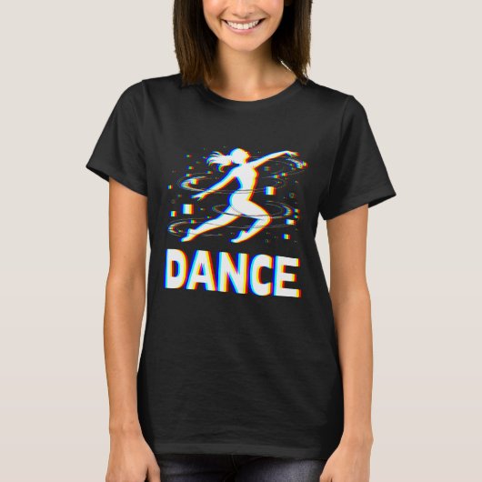 グリッチEDMダンサー – 抽象芸術シルエット Tシャツ (正面)