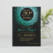 グリッツきらきら光る紙吹雪30thバースデーアクア金ゴールドブラック 招待状 (スタンド正面)