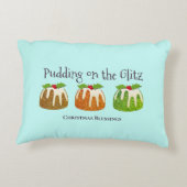 グリッツでプリン |クリスマスパーソナライズされた。 アクセントクッション (裏面)