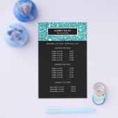 グリッツィー・ブルー・グリッター・サロンの料金とサービス チラシ (シングル)