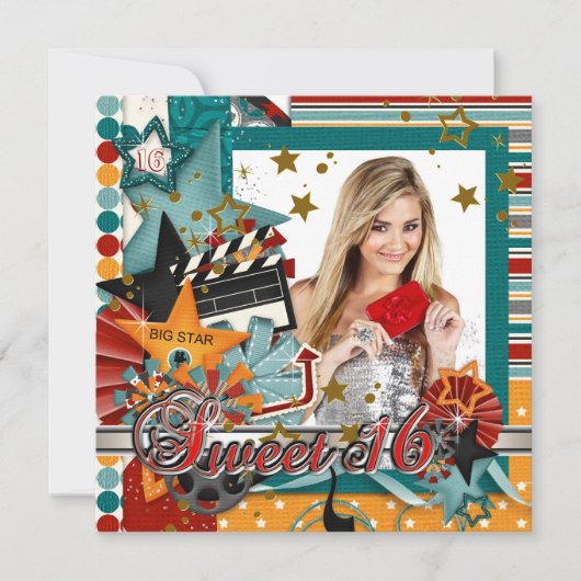 グリッツグラモールムービースタースウィート16招待状 招待状 (正面)