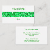 グリッツグリーンストライプビジネスカードホワイトバック 名刺 (正面/裏面)
