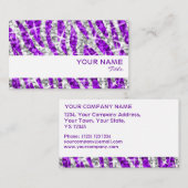 グリッツゼブラパープルビジネスカードホワイトストライプ 名刺 (正面/裏面)