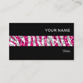 グリッツゼブラピンクストライプク名刺ブラック 名刺