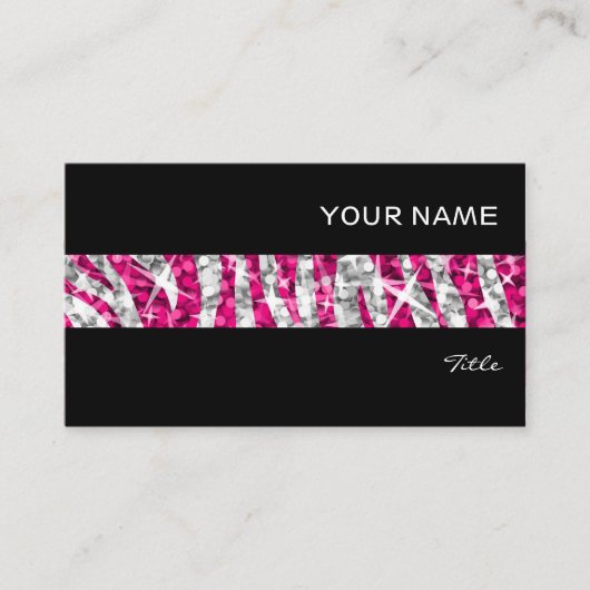 グリッツゼブラピンクストライプク名刺ブラック 名刺 (正面)