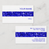 グリッツダークブルーストライプビジネスカードホワイト 名刺 (正面/裏面)