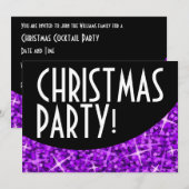 グリッツパープル黒曲線'クリスマスパーティー' 招待状 (正面/裏面)