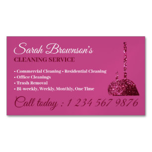 グリッツピンクグラマラス清掃サービス守衛室 マグネット名刺