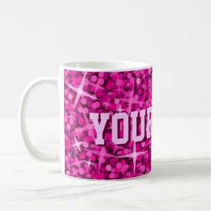 グリッツピンクプリントマグ'your text' コーヒーマグカップ