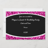 グリッツピンク 'スイート16' ブラックオーバル招待状 招待状 (裏面)
