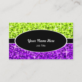グリッツミックスライムパープルブラックオーバルビジネスカード 名刺