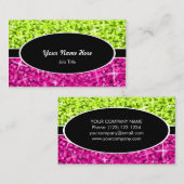グリッツミックスライムピンクブラックオーバルビジネスカード 名刺 (正面/裏面)