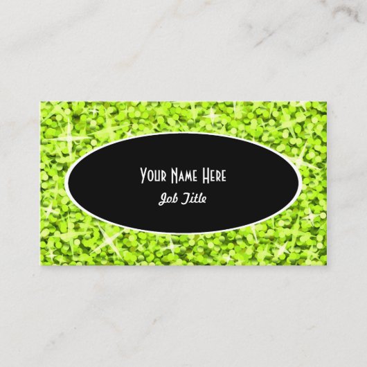 グリッツライムブラックオーバルビジネスカードテンプレート 名刺 (正面)