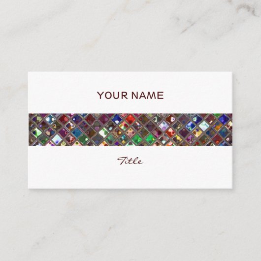 グリッツ数々のタイル色のプリントストライプホワイトバック 名刺 (正面)