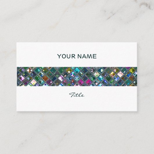 グリッツ数々のタイル色2プリントストライプホワイトバック 名刺 (正面)