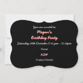 グリッツ赤'Sweet 16'黒い楕円形の招待ブラケット 招待状 (裏面)