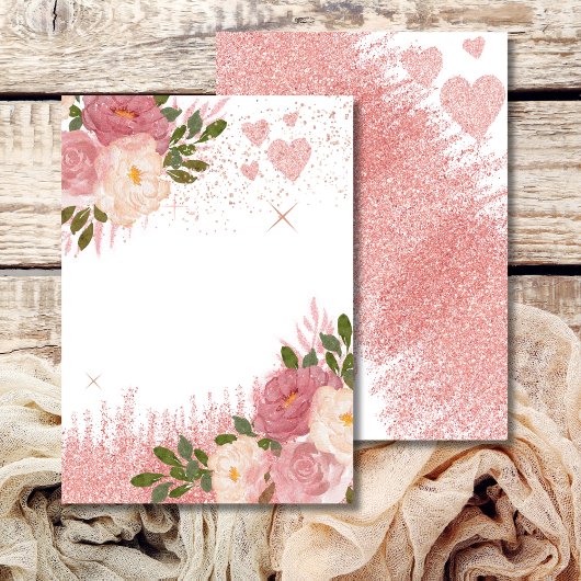 グリッツ アンド グラム ピンク ローズゴールド スパークル ブランク 招待状