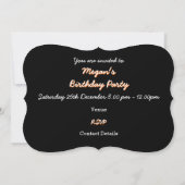 グリッツ・オレンジ「パーティー!」ブラック・オーバル・ブラケット 招待状 (裏面)