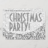 グリッツ"シルバー"曲線'クリスマスパーティー'招待 招待状 (正面/裏面)