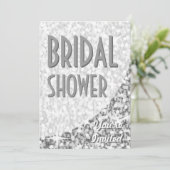 グリッツ"シルバー"曲線'ブライダルシャワー'招待 招待状 (スタンド正面)