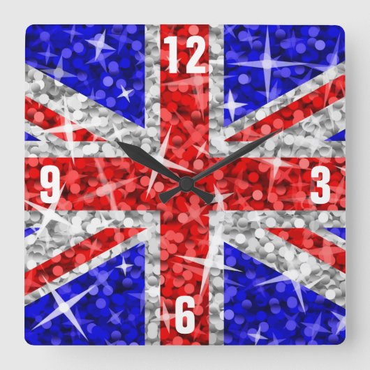 グリッツUK 'ナンバーズ'クロックスクエア スクエア壁時計 (正面)