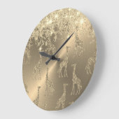 グリッティーキリンオングリッジ金ゴールド           ラージ壁時計 (傾斜)