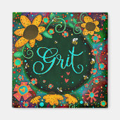 グリット(昆虫)マルハナバチハートおもしろいフローラインスピレーション マグネット (正面)