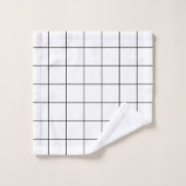 グリッドの白黒 バスタオルセット (ウォッシュタオル)