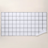 グリッドの白黒 ビーチタオル (正面)