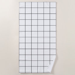 グリッドの白黒 ビーチタオル