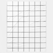 グリッドの白黒 フリースブランケット (正面)