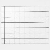 グリッドの白黒 フリースブランケット (正面(横))