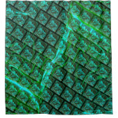 'グリッドの緑の目'、スクラッチとぼやけ シャワーカーテン (正面)