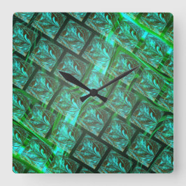'グリッドの緑の目'、スクラッチとぼやけ スクエア壁時計