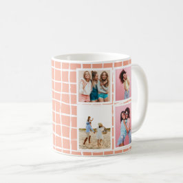 グリッドオレンジ4フォトモダン抽象芸術 コーヒーマグカップ