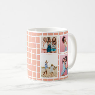 グリッドオレンジ4フォトモダン抽象芸術 コーヒーマグカップ