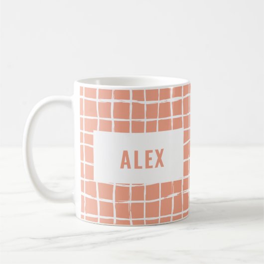 グリッドオレンジ4フォトモダン抽象芸術 コーヒーマグカップ (左)